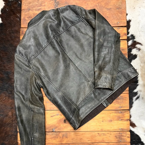 Lucky Brand Bonneville leather jacket. Heavy patina vintage black. - Picture 5 of 6